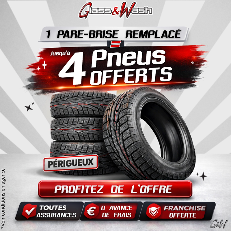 par brise remplace 4pneux offerts
